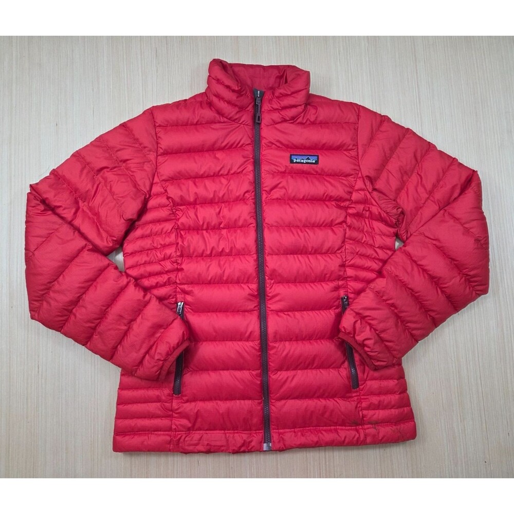 Patagonia Down Sweater Jacket Women's Small Red Puffer Full Zip 84683